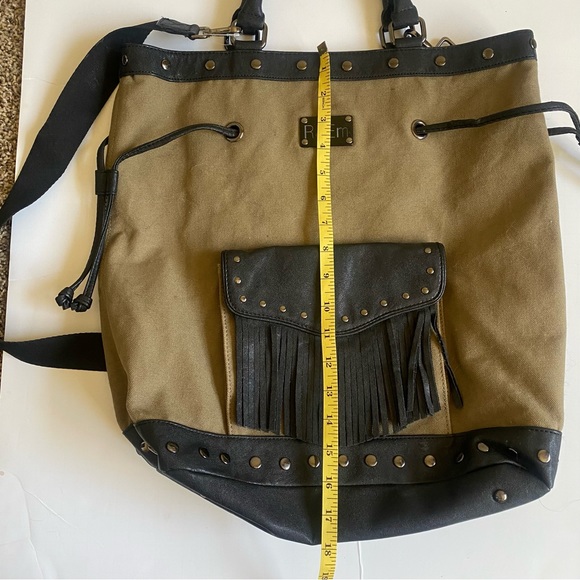 R&EM Rebecca Minkoff Canvas Vegan Leather Tote Bag - Picture 11 of 11